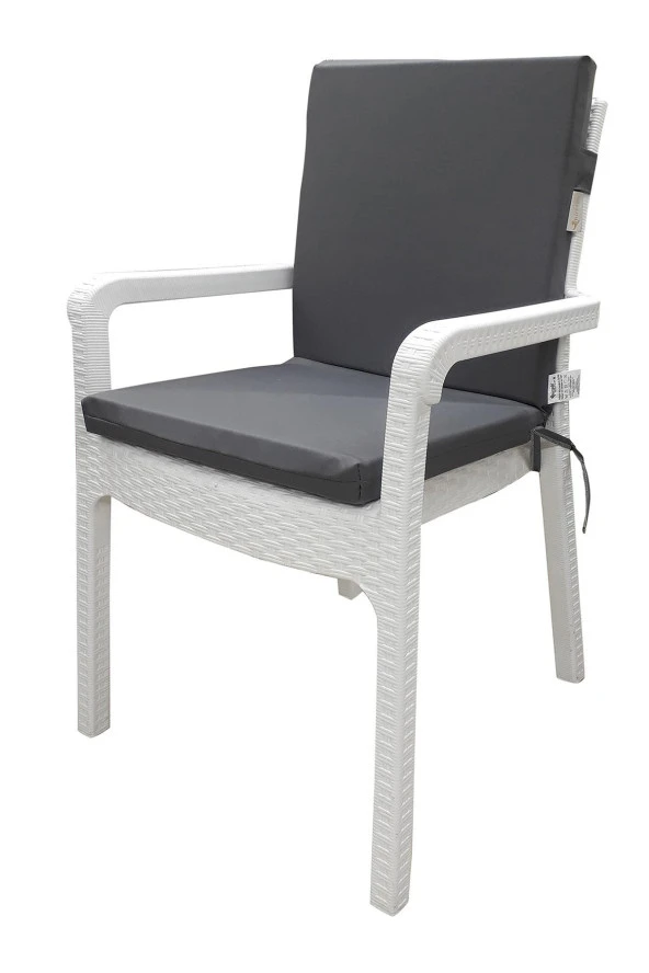 Mi̇rzade 6 Adet Eli̇t Su Geçi̇rmez Yüksek Arkali Mi̇nder-Koyu Gri̇ | 6’lı Su Geçirmez Yüksek Arkalı Sandalye Minderi – Fermuarlı - Resim 3