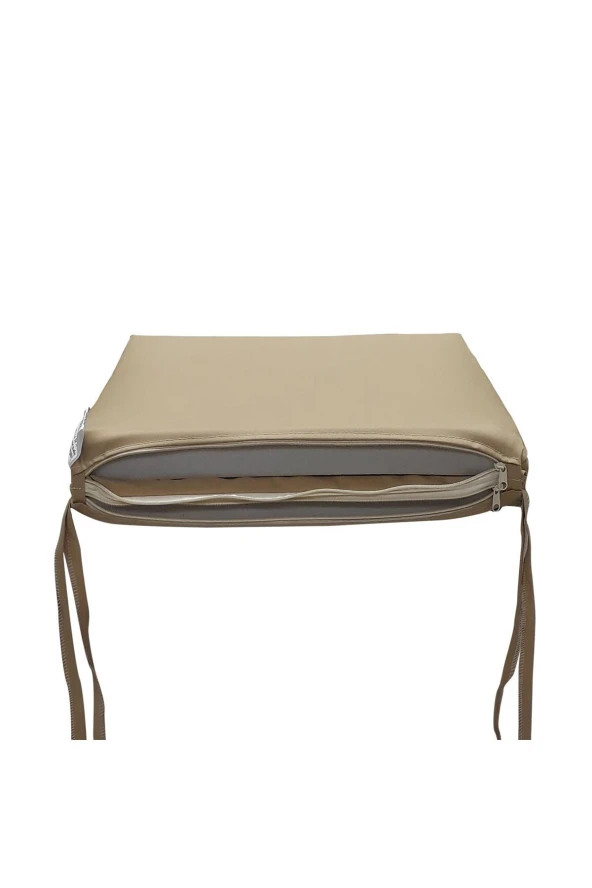 Mi̇rzade 6 Adet Eli̇t Su Geçi̇rmez Yüksek Arkali Mi̇nder-Açik Bej | 6’lı Su Geçirmez Yüksek Arkalı Sandalye Minderi – Fermuarlı - Resim 6