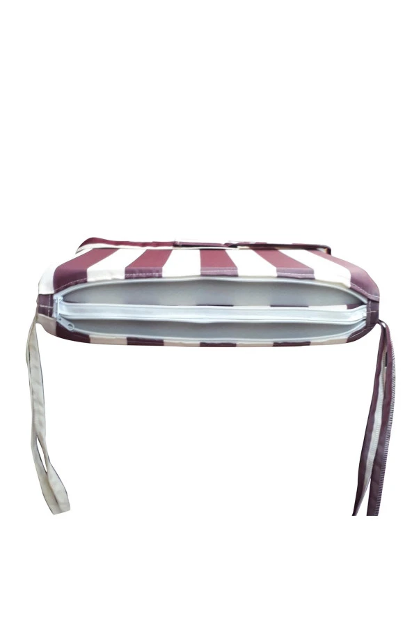 Mi̇rzade 6 Adet Eli̇t Su Geçi̇rmez Yüksek Arkali Mi̇nder-Bordo/Krem | 6’lı Su Geçirmez Yüksek Arkalı Sandalye Minderi – Fermuarlı - Resim 6