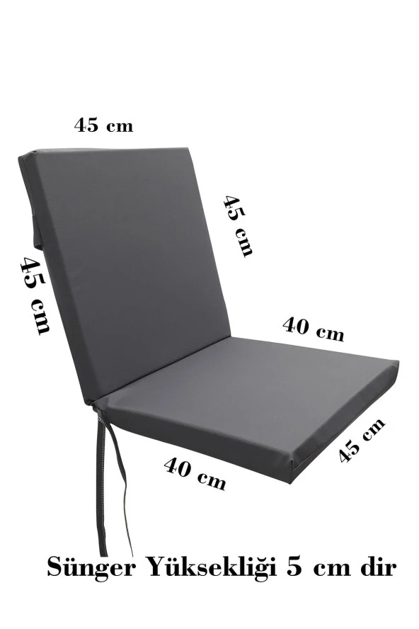 Mi̇rzade 6 Adet Eli̇t Su Geçi̇rmez Yüksek Arkali Mi̇nder-Koyu Gri̇ | 6’lı Su Geçirmez Yüksek Arkalı Sandalye Minderi – Fermuarlı - Resim 7