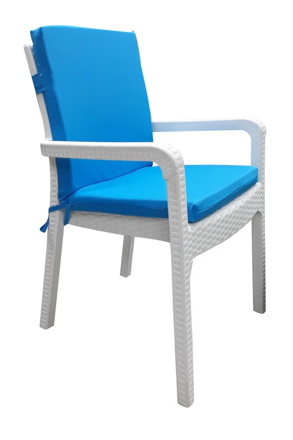 Mi̇rzade 6 Adet Eli̇t Su Geçi̇rmez Yüksek Arkali Mi̇nder-Turkuaz | 6’lı Su Geçirmez Yüksek Arkalı Sandalye Minderi – Fermuarlı - Resim 2