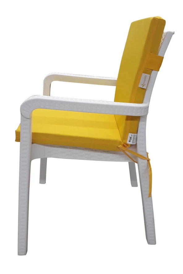 Mi̇rzade 6 Adet Eli̇t Su Geçi̇rmez Yüksek Arkali Mi̇nder-Sari | 6’lı Su Geçirmez Yüksek Arkalı Sandalye Minderi – Fermuarlı - Resim 4