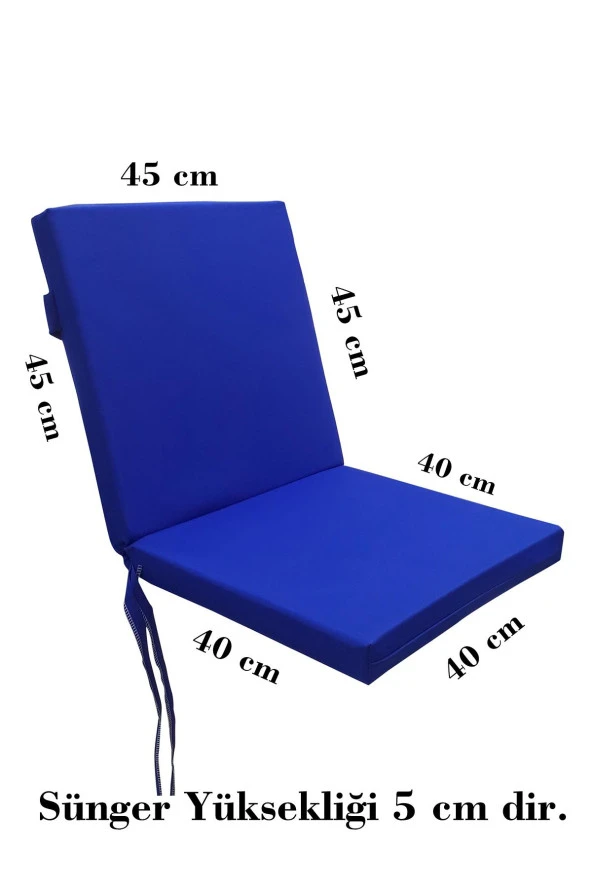 Mi̇rzade 6 Adet Eli̇t Su Geçi̇rmez Yüksek Arkali Mi̇nder-Saks Mavi̇ | 6’lı Su Geçirmez Yüksek Arkalı Sandalye Minderi – Fermuarlı - Resim 7