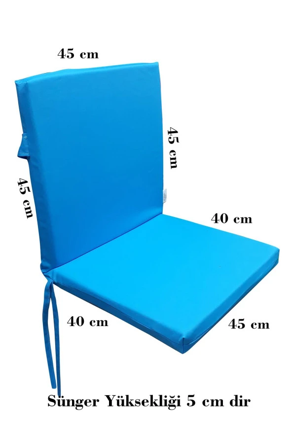 Mi̇rzade 6 Adet Eli̇t Su Geçi̇rmez Yüksek Arkali Mi̇nder-Turkuaz | 6’lı Su Geçirmez Yüksek Arkalı Sandalye Minderi – Fermuarlı - Resim 7