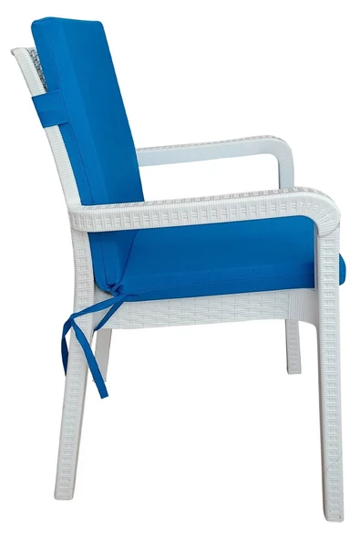 Mi̇rzade 4 Adet Eli̇t Yüksek Arkali Mi̇nder Duck Bezi̇-Saks Mavi̇ | 4’lü Elit Yüksek Arkalı Sandalye Minderi – Duck Bezi, Fermuarlı - Resim 3