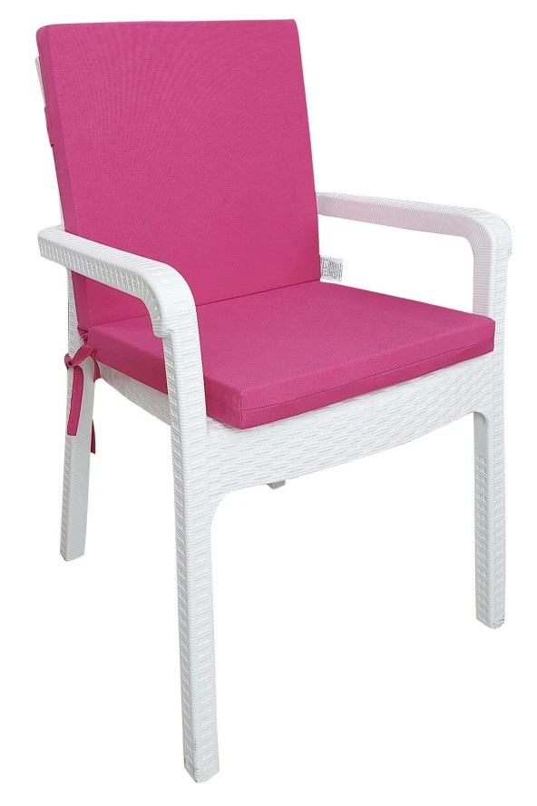 Mi̇rzade 4 Adet Eli̇t Yüksek Arkali Mi̇nder Duck Bezi̇-Fuşya | 4’lü Elit Yüksek Arkalı Sandalye Minderi – Duck Bezi, Fermuarlı - Resim 2