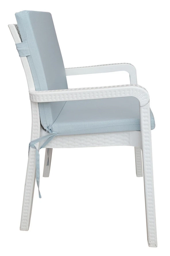 Mi̇rzade 4 Adet Eli̇t Yüksek Arkali Mi̇nder Duck Bezi̇-Buz Mavi̇ | 4’lü Elit Yüksek Arkalı Sandalye Minderi – Duck Bezi, Fermuarlı - Resim 3