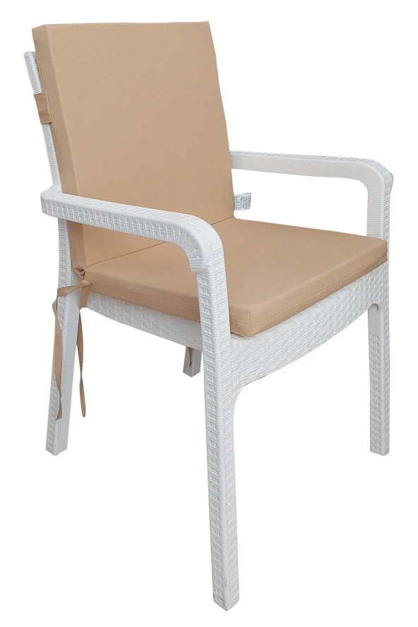 Mi̇rzade 4 Adet Eli̇t Yüksek Arkali Mi̇nder Duck Bezi̇-Cappuchi̇no | 4’lü Elit Yüksek Arkalı Sandalye Minderi – Duck Bezi, Fermuarlı - Resim 2