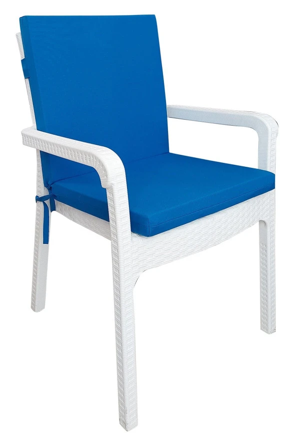 Mi̇rzade 4 Adet Eli̇t Yüksek Arkali Mi̇nder Duck Bezi̇-Saks Mavi̇ | 4’lü Elit Yüksek Arkalı Sandalye Minderi – Duck Bezi, Fermuarlı - Resim 2