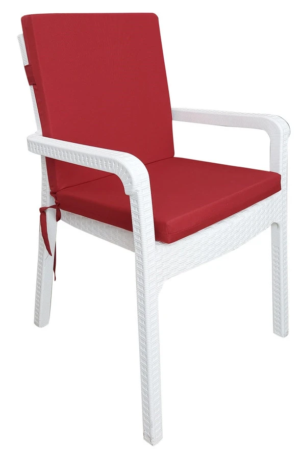 Mi̇rzade 4 Adet Eli̇t Yüksek Arkali Mi̇nder Duck Bezi̇-Bordo | 4’lü Elit Yüksek Arkalı Sandalye Minderi – Duck Bezi, Fermuarlı - Resim 2