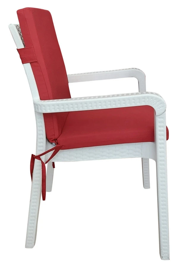 Mi̇rzade 4 Adet Eli̇t Yüksek Arkali Mi̇nder Duck Bezi̇-Bordo | 4’lü Elit Yüksek Arkalı Sandalye Minderi – Duck Bezi, Fermuarlı - Resim 3