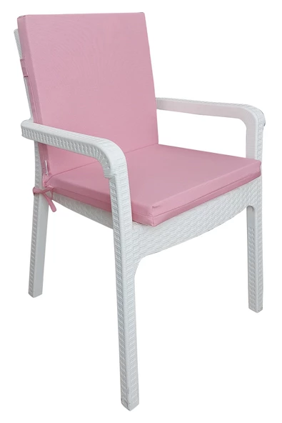 Mi̇rzade 4 Adet Eli̇t Yüksek Arkali Mi̇nder Duck Bezi̇-Eltm Prm Pembe | 4’lü Elit Yüksek Arkalı Sandalye Minderi – Duck Bezi, Fermuarlı - Resim 2