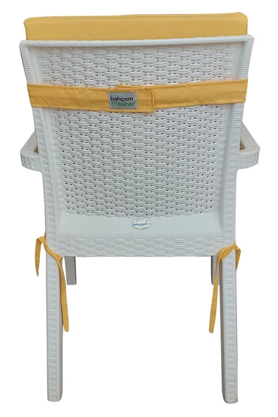 Mi̇rzade 4 Adet Eli̇t Yüksek Arkali Mi̇nder Duck Bezi̇-Sari | 4’lü Elit Yüksek Arkalı Sandalye Minderi – Duck Bezi, Fermuarlı - Resim 4