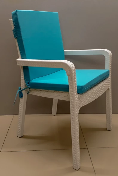 Mi̇rzade 4 Adet Eli̇t Yüksek Arkali Mi̇nder Duck Bezi̇-Turkuaz | 4’lü Elit Yüksek Arkalı Sandalye Minderi – Duck Bezi, Fermuarlı - Resim 2