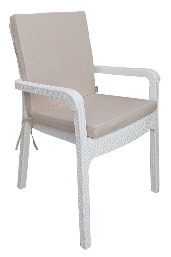 Mi̇rzade 4 Adet Eli̇t Yüksek Arkali Mi̇nder Duck Bezi̇-A.Bej | 4’lü Elit Yüksek Arkalı Sandalye Minderi – Duck Bezi, Fermuarlı - Resim 2