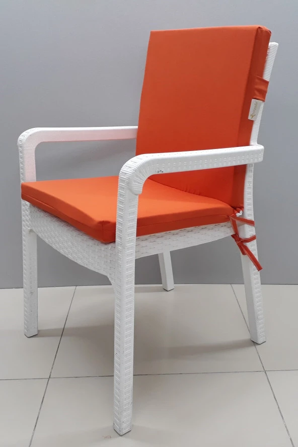 Mi̇rzade 4 Adet Eli̇t Yüksek Arkali Mi̇nder Duck Bezi̇-Turuncu | 4’lü Elit Yüksek Arkalı Sandalye Minderi – Duck Bezi, Fermuarlı - Resim 3