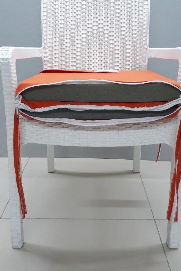 Mi̇rzade 4 Adet Eli̇t Yüksek Arkali Mi̇nder Duck Bezi̇-Turuncu | 4’lü Elit Yüksek Arkalı Sandalye Minderi – Duck Bezi, Fermuarlı - Resim 7