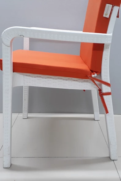 Mi̇rzade 6 Adet Eli̇t Yüksek Arkali Mi̇nder Duck Bezi̇-Turuncu | 6’lı Elit Yüksek Arkalı Sandalye Minderi – Duck Bezi, Fermuarlı - Resim 6