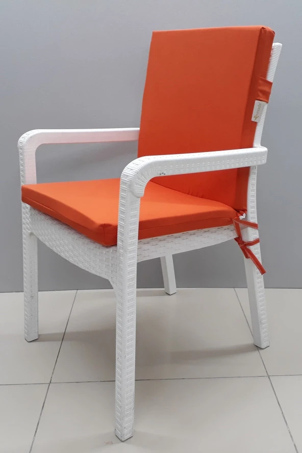 Mi̇rzade 6 Adet Eli̇t Yüksek Arkali Mi̇nder Duck Bezi̇-Turuncu | 6’lı Elit Yüksek Arkalı Sandalye Minderi – Duck Bezi, Fermuarlı - Resim 3