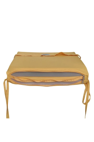 Mi̇rzade 6 Adet Eli̇t Yüksek Arkali Mi̇nder Duck Bezi̇-Sari | 6’lı Elit Yüksek Arkalı Sandalye Minderi – Duck Bezi, Fermuarlı - Resim 6