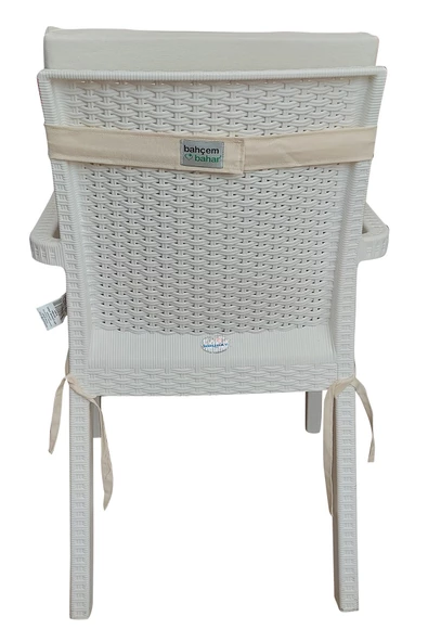 Mi̇rzade 6 Adet Eli̇t Yüksek Arkali Mi̇nder Duck Bezi̇-Eltm Prm Krem | 6’lı Elit Yüksek Arkalı Sandalye Minderi – Duck Bezi, Fermuarlı - Resim 4