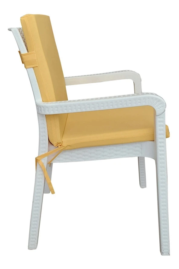 Mi̇rzade 6 Adet Eli̇t Yüksek Arkali Mi̇nder Duck Bezi̇-Sari | 6’lı Elit Yüksek Arkalı Sandalye Minderi – Duck Bezi, Fermuarlı - Resim 3