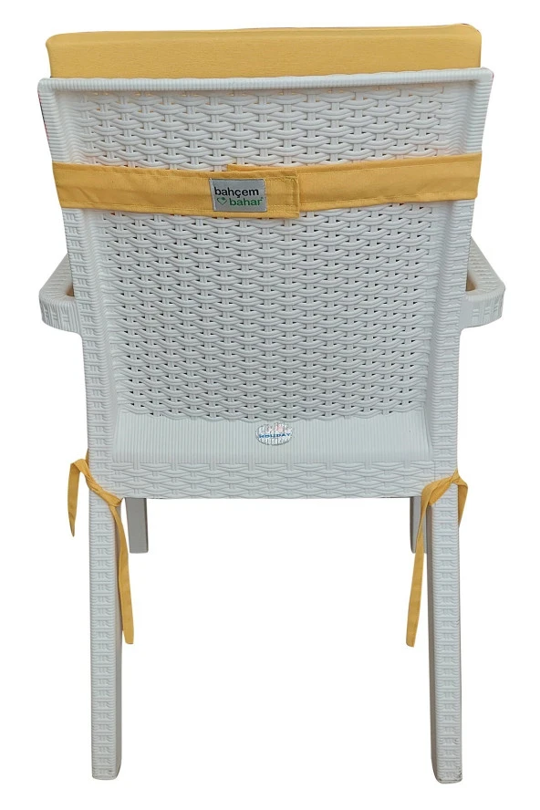 Mi̇rzade 6 Adet Eli̇t Yüksek Arkali Mi̇nder Duck Bezi̇-Sari | 6’lı Elit Yüksek Arkalı Sandalye Minderi – Duck Bezi, Fermuarlı - Resim 4