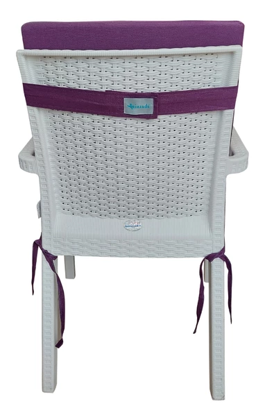 Mi̇rzade 6 Adet Eli̇t Yüksek Arkali Mi̇nder Duck Bezi̇-Mor | 6’lı Elit Yüksek Arkalı Sandalye Minderi – Duck Bezi, Fermuarlı - Resim 4