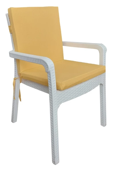 Mi̇rzade 6 Adet Eli̇t Yüksek Arkali Mi̇nder Duck Bezi̇-Sari | 6’lı Elit Yüksek Arkalı Sandalye Minderi – Duck Bezi, Fermuarlı - Resim 2