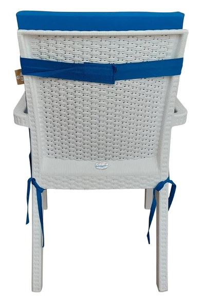 Mi̇rzade 6 Adet Eli̇t Yüksek Arkali Mi̇nder Duck Bezi̇-Saks Mavi̇ | 6’lı Elit Yüksek Arkalı Sandalye Minderi – Duck Bezi, Fermuarlı - Resim 4