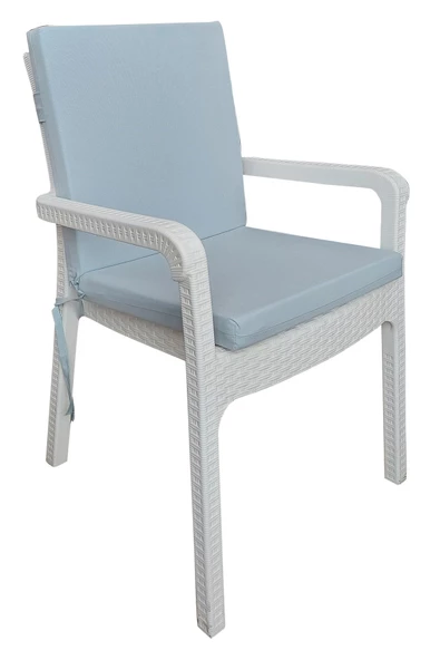 Mi̇rzade 6 Adet Eli̇t Yüksek Arkali Mi̇nder Duck Bezi̇-Buz Mavi̇ | 6’lı Elit Yüksek Arkalı Sandalye Minderi – Duck Bezi, Fermuarlı - Resim 2