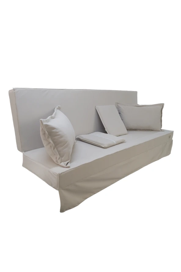 MİRZADE SİLİNEBİLİR KADİFE KUMAŞ TENTESİZ 28 DNS SÜNGER  SALINCAK MİNDERİ-slsm kadife krem 00001 - Resim 2