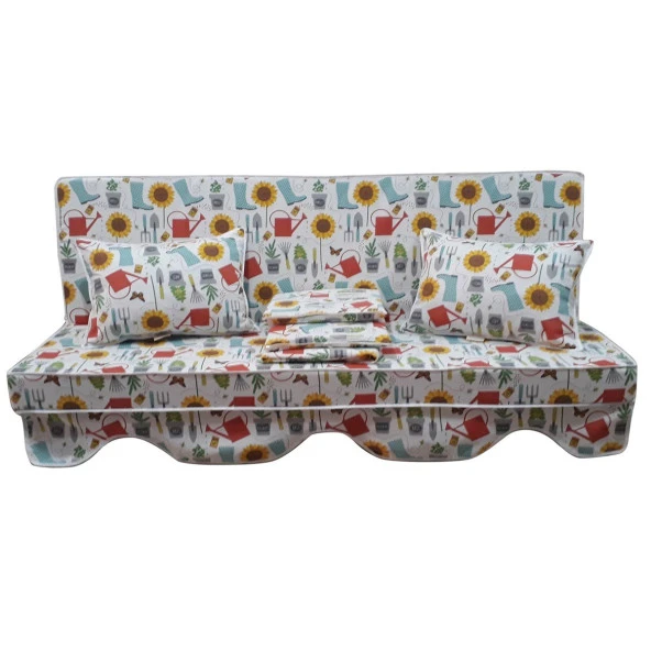 MİRZADE ELİT SALINCAK MİNDERİ TAÇ SU İTİCİ KUMAŞ GRİ SÜNGER FERMUARLI KOMPLE SET-33712-01 ürün görseli