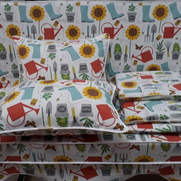 MİRZADE ELİT SALINCAK MİNDERİ TAÇ SU İTİCİ KUMAŞ GRİ SÜNGER FERMUARLI KOMPLE SET-33712-01 - Resim 2