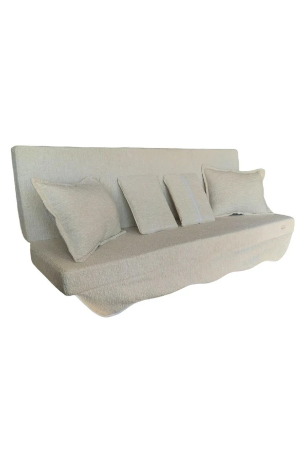 MİRZADE DELÜKS PUFFY KUMAŞ TENTESİZ 28 DNS SÜNGER  SALINCAK MİNDERİ-deluks puffy salıncak krem - Resim 4