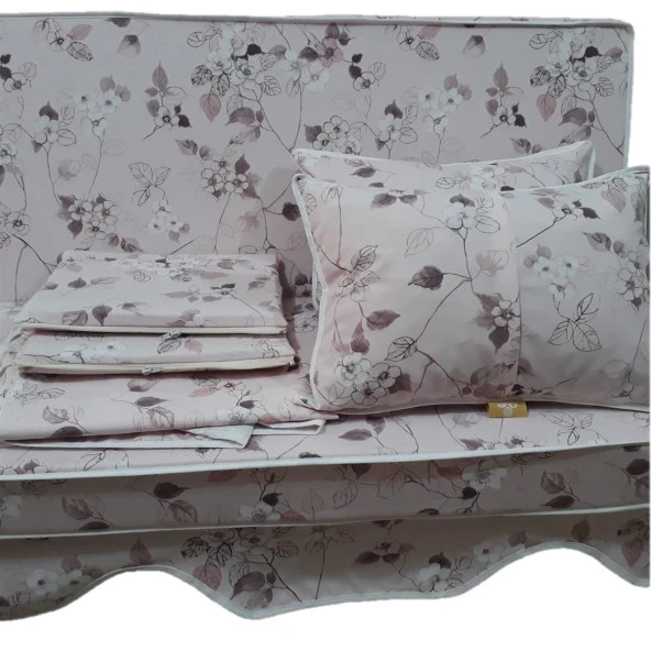 MİRZADE ELİT SALINCAK MİNDERİ TAÇ SU İTİCİ KUMAŞ GRİ SÜNGER FERMUARLI KOMPLE SET-33711-01 - Resim 2