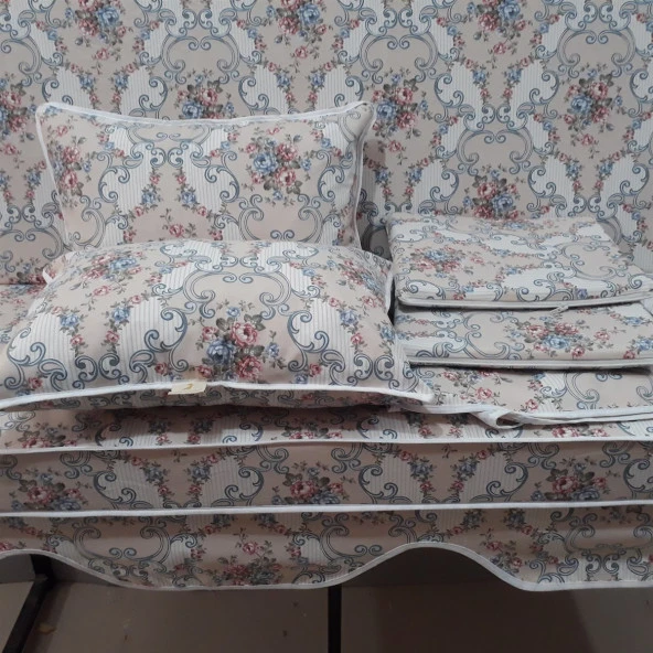 MİRZADE ELİT SALINCAK MİNDERİ TAÇ SU İTİCİ KUMAŞ GRİ SÜNGER FERMUARLI KOMPLE SET-32279-02 - 2