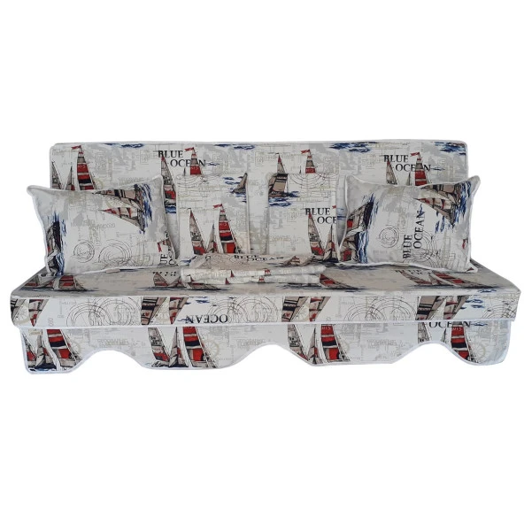 MİRZADE ELİT SALINCAK MİNDERİ TAÇ SU İTİCİ KUMAŞ GRİ SÜNGER FERMUARLI KOMPLE SET-02 ürün görseli