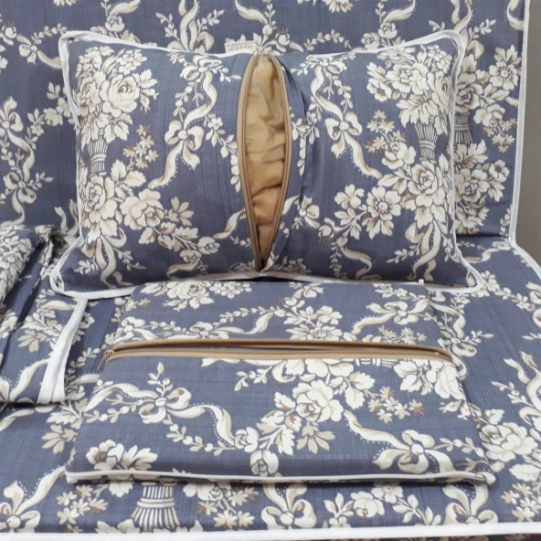 MİRZADE ELİT SALINCAK MİNDERİ TAÇ SU İTİCİ KUMAŞ GRİ SÜNGER FERMUARLI KOMPLE SET-33278-03 - Resim 3