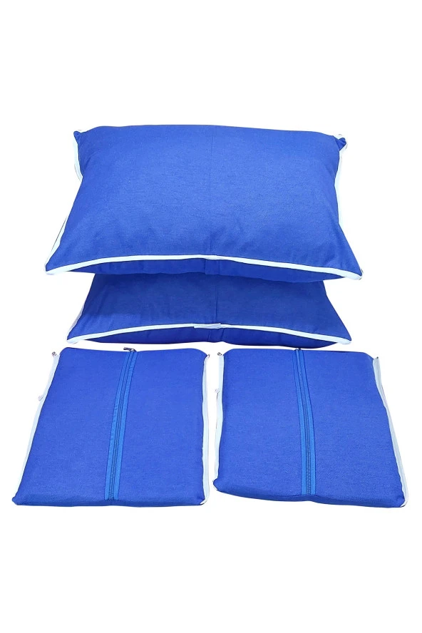 MİRZADE ELİT SALINCAK MİNDERİ SU İTİCİ KUMAŞ GRİ SÜNGER FERMUARLI SET-saks mavi drm 4807 - Resim 6