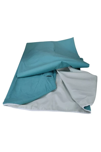 MİRZADE ELİT SALINCAK MİNDERİ SU İTİCİ KUMAŞ GRİ SÜNGER FERMUARLI SET-turkuaz mavi drm 2925 - Resim 3