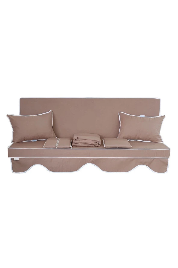 MİRZADE ELİT SALINCAK MİNDERİ SU İTİCİ KUMAŞ GRİ SÜNGER FERMUARLI SET-sütlü kahve drk 7444