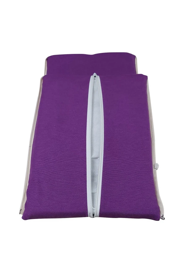 MİRZADE ELİT SALINCAK MİNDERİ SU İTİCİ KUMAŞ GRİ SÜNGER FERMUARLI SET-mor drm 2854 - Resim 4