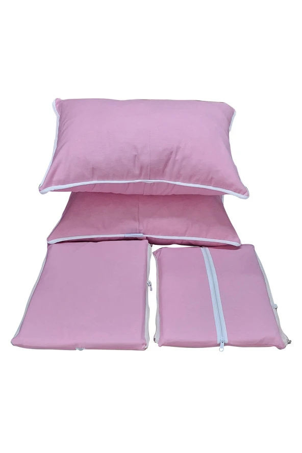 MİRZADE ELİT SALINCAK MİNDERİ SU İTİCİ KUMAŞ GRİ SÜNGER FERMUARLI SET-pembe tdrk 467 - Resim 4