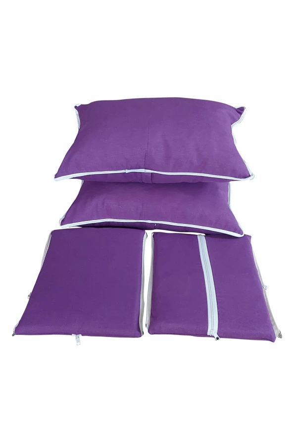 MİRZADE ELİT SALINCAK MİNDERİ SU İTİCİ KUMAŞ GRİ SÜNGER FERMUARLI SET-mor drm 2854 - Resim 5