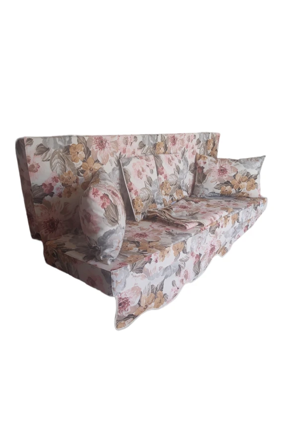 MİRZADE ELİT SALINCAK MİNDERİ SU İTİCİ KUMAŞ GRİ SÜNGER FERMUARLI SET-prm 001 pembe gül - Resim 2