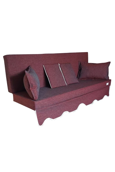 MİRZADE SAFİR KETEN KUMAŞ TENTESİZ 28 DNS SÜNGER  SALINCAK MİNDERİ-safir bordo - Resim 2