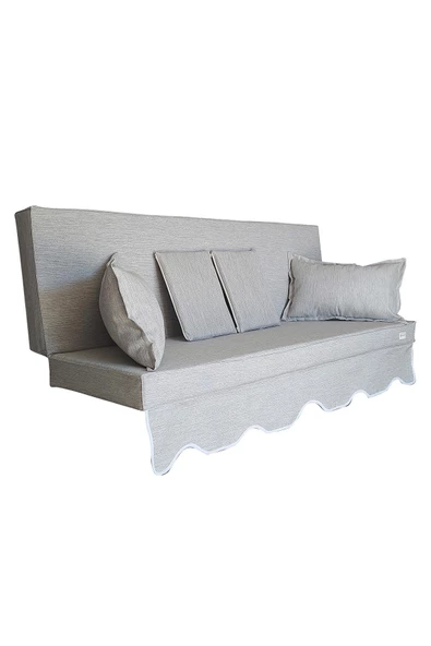 MİRZADE SAFİR KETEN KUMAŞ TENTESİZ 28 DNS SÜNGER  SALINCAK MİNDERİ-safir açık gri - Resim 2