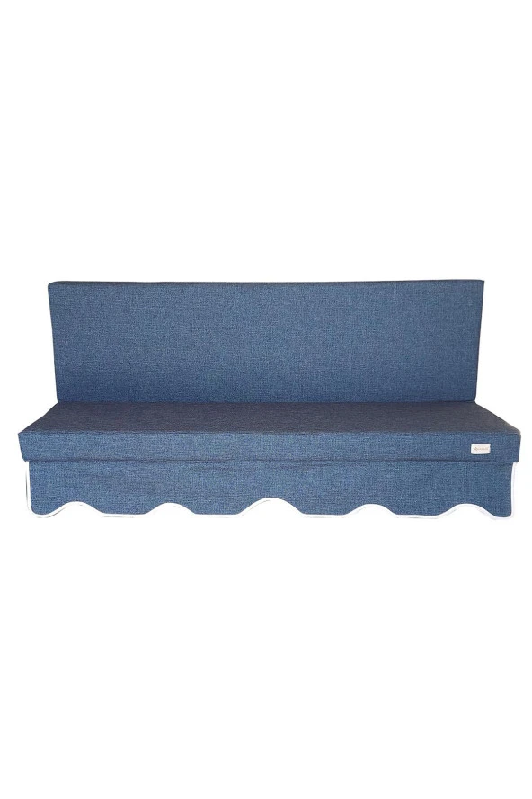 MİRZADE SAFİR KETEN KUMAŞ TENTESİZ 28 DNS SÜNGER  SALINCAK MİNDERİ-safir gece mavisi - Resim 3