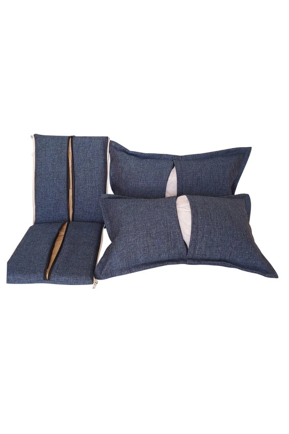 MİRZADE SAFİR KETEN KUMAŞ TENTESİZ 28 DNS SÜNGER  SALINCAK MİNDERİ-safir gece mavisi - Resim 6